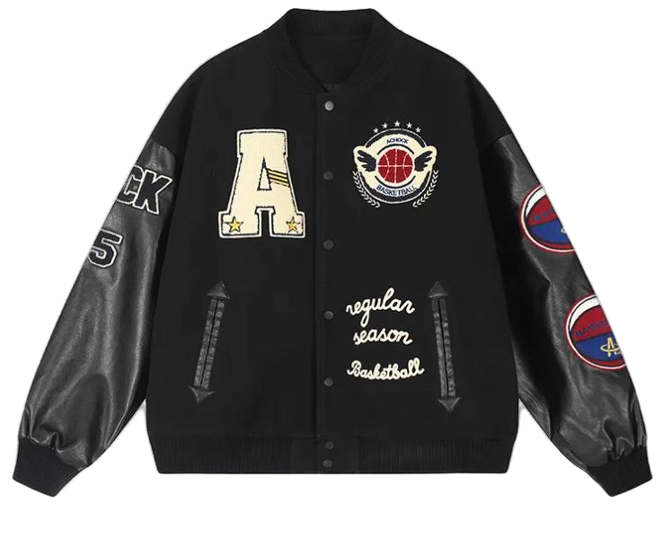 Mens Hip Hop Leather Jackets Chenille Patched Varsity Jacket Man Oversize Baseball Jacket